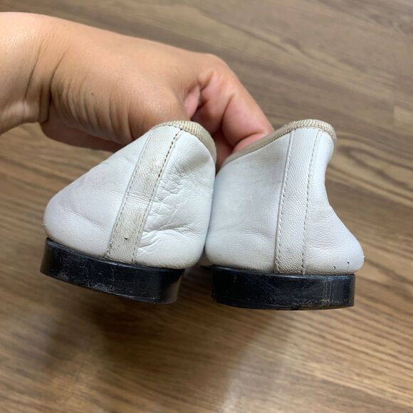 Chanel CC Ballerina Ballet Flats White Black Cap Toe Calfskin Leather Size 39 - Picture 4 of 12